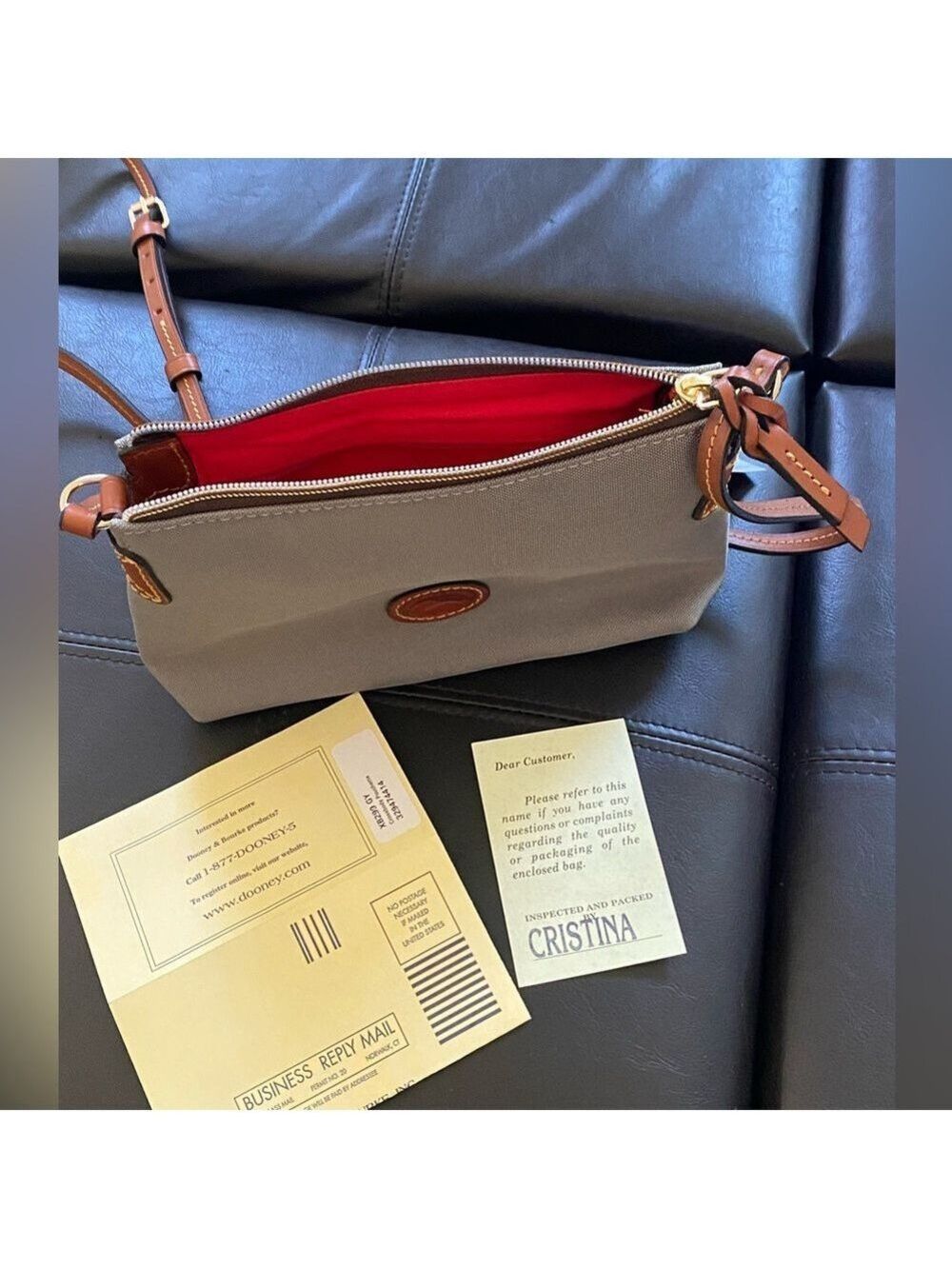 Dooney & Bourke Gray Canvas Pouchette Crossbody NWT - Picture 12 of 13